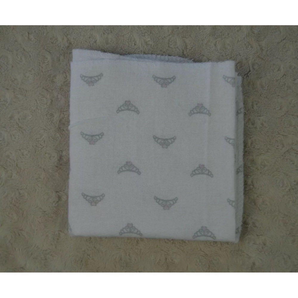 Luvable Friends Tiara Baby Receiving Blanket Flannel White Gray Crown Pink Heart